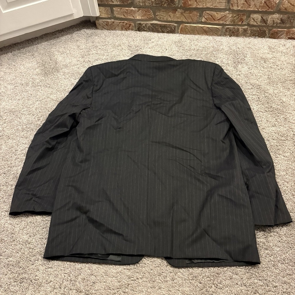 Joseph Abboud 2 Piece Suit Mens 48XL 42X32 Black 3 Button Wool Pinstripe 2 Pc - Picture 9 of 16